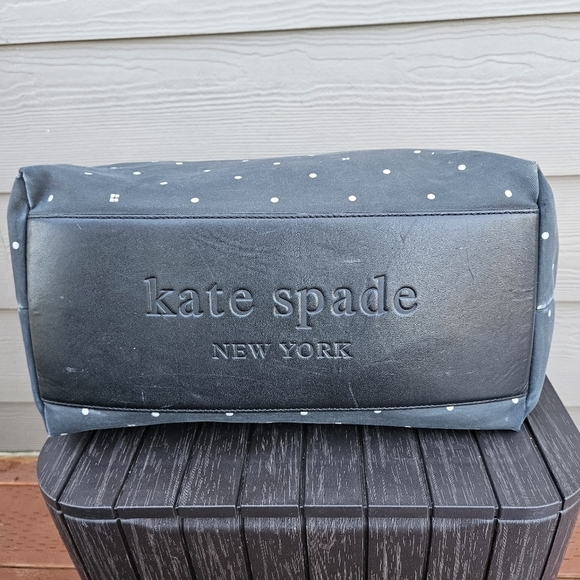 Kate Spade Polka Dot Tote Diaper Baby Bag Black White Purse Shopper Bag Vintage - Picture 6 of 16